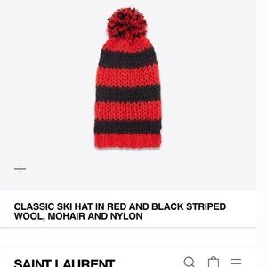 Yves Saint Laurent Accessories - YSL Classic Red and Black Pom Pom Ski Hat Yves Saint Laurent Accessories - YSL Classic Red and Black Pom Pom Ski Hat
